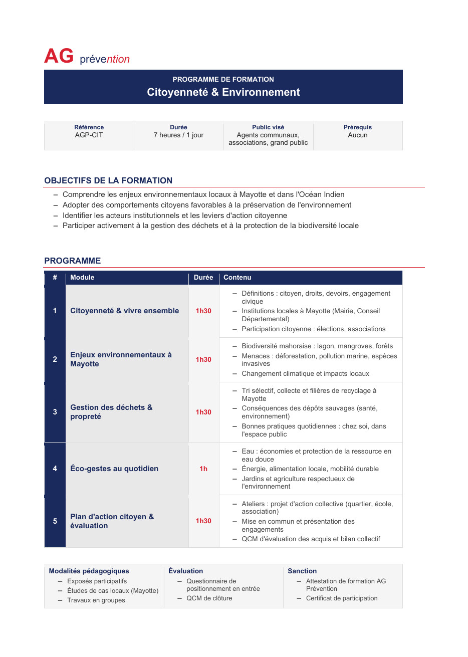 Aperçu de la fiche Citoyenneté & Environnement
